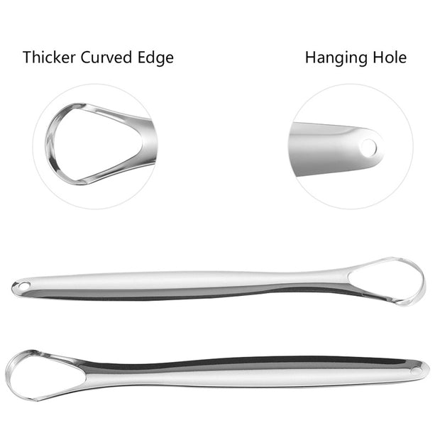 Spot Stainless Steel Tongue Coating Cleaning Oral Tongue Scraper Adult Manual Tongue Coating Tongue Scraper Three-Piece Set