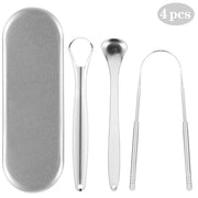 Spot Stainless Steel Tongue Coating Cleaning Oral Tongue Scraper Adult Manual Tongue Coating Tongue Scraper Three-Piece Set