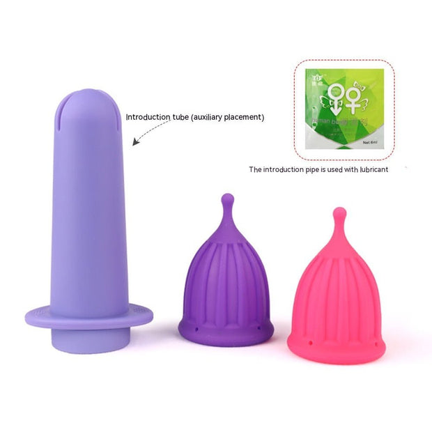 Reusable Female Menstrual Period Built-in Catheter Menstrual Cup